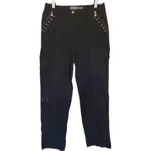 Jamie Sadock Golf Black Pants Silver  Metallic Hardware Size 8
